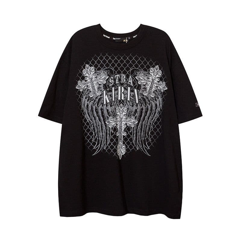 image-TKPA T-Shirt Cartoon Print Black XXL