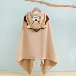 image-Bo Chuhui Long-eared Monkey Hooded Bathrobe - Purple Coral Fleece