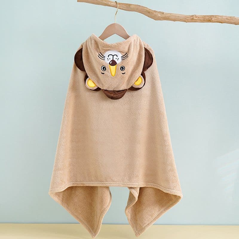 image-Bo Chuhui Long-eared Monkey Hooded Bathrobe - Purple Coral Fleece