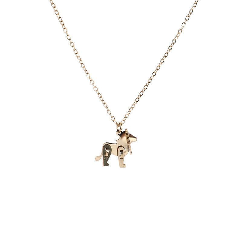 image-Charmed Bug Titanium Steel Lion Necklace Gold