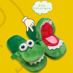 image-Douyin same style funny mouth can move slippers autumn and winter crocodile cotton slippers cartoon cold-proof foreign style couple students