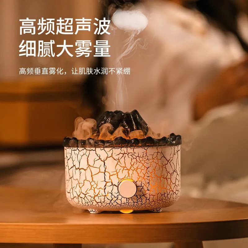 image-New cross-border lava volcano aromatherapy machine smoke ring humidifier Internet celebrity same style two-color with remote control flame aromatherapy machine
