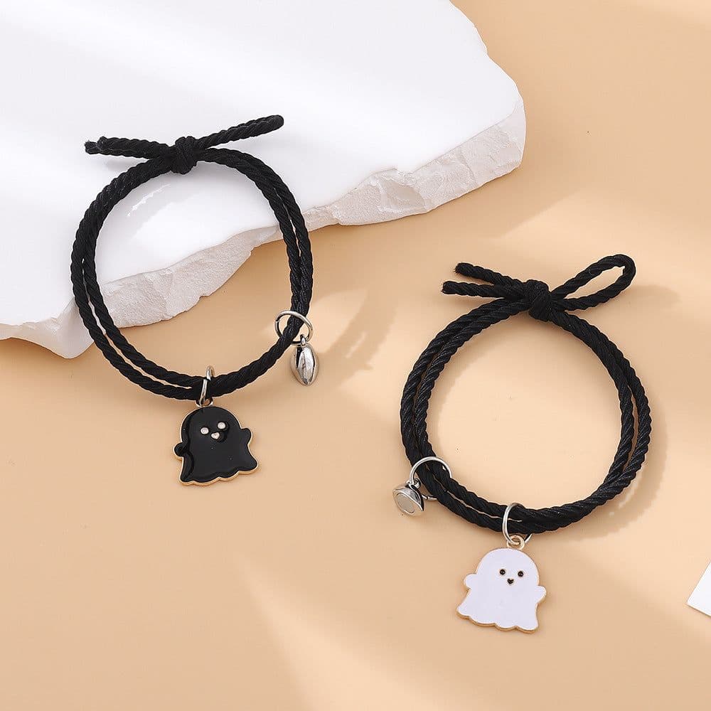 image-Bee Magnetic Couple Bracelet Set - Adjustable Love Heart