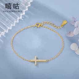 image-Xigu 925 Silver Cross Bracelet for Women - Commuting Style Jewelry