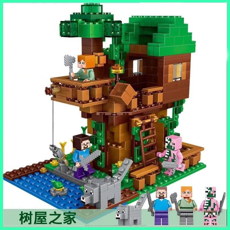 image-Lego-Compatible Minecraft Building Blocks Set - Cave & Tree House