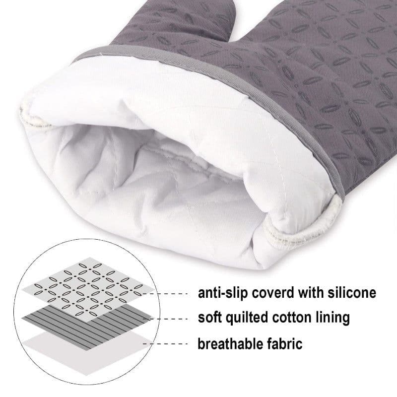 image-Kitchen Anti-slip Heat Insulation Silicone Thickened Gloves Microwave Oven High Temperature Resistant Baking