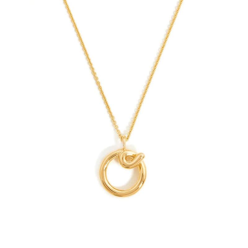 image-Brass Alphabet Necklace Unisex Initial Pendant Gold Plating