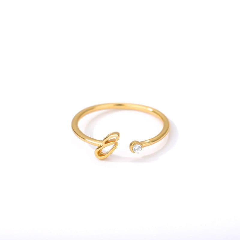 image-Cross-border simple letter ring English letter ring women's opening adjustable ring name ring spot