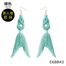 image-Green Tassel Earrings Women Bohemian Layered