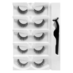 image-False Eyelashes, 5 Pairs, Self-Adhesive, Waterproof, Natural & Durable