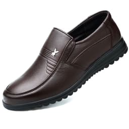 image-Men's Casual Leather Shoes - Brown Size 44