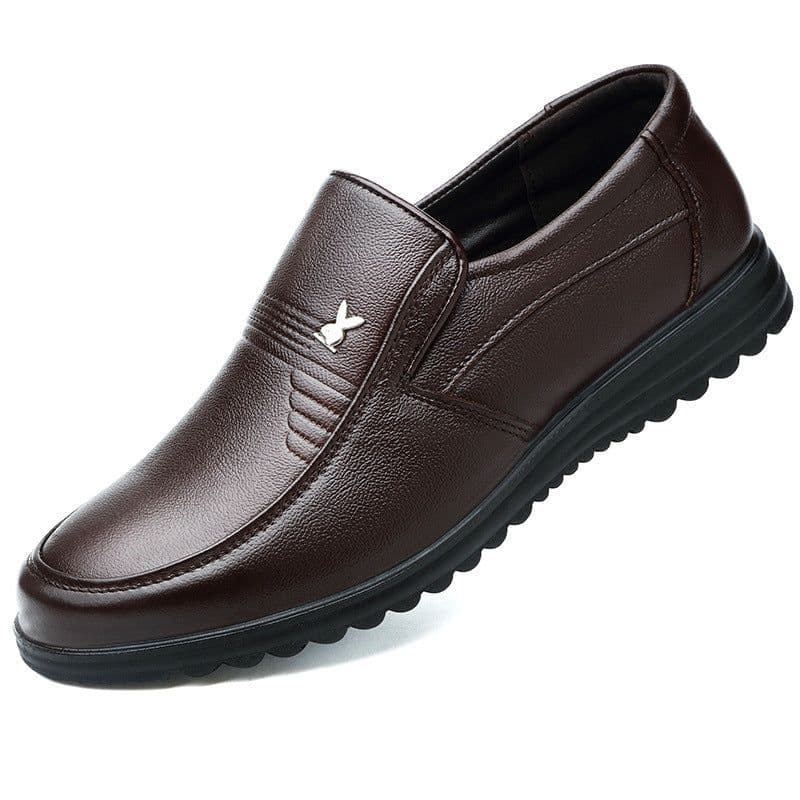 image-Men's Casual Leather Shoes - Brown Size 44