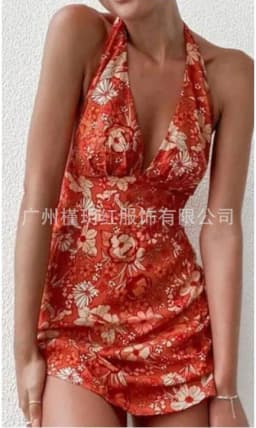 image-2023 European and American summer beach vacation sexy backless sleeveless trendy short tie dress