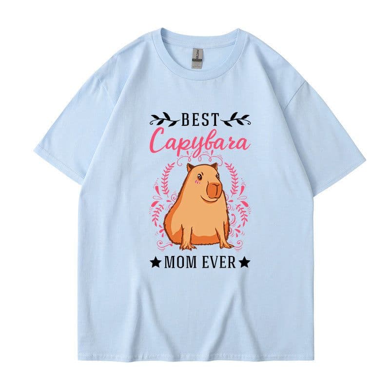 image-Cross-border independent station new summer cartoon cute Harajuku style printed cotton short-sleeved men's and women's T-shirt tops