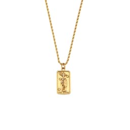 image-European and American ins fashion retro popular hot selling pendant jewelry stainless steel rectangular zircon tarot necklace
