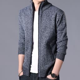 image-Men's Cardigan Sweater Jacket - Polyester Thick Long Sleeve