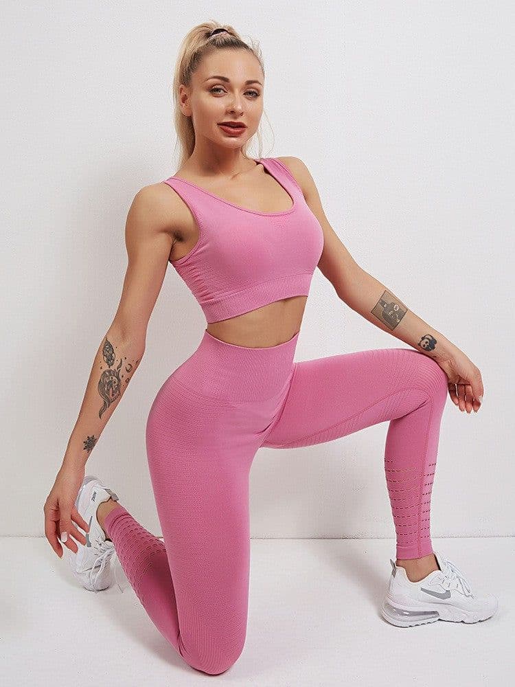 image-Women's Yoga Pants High Waist Cropped Red S