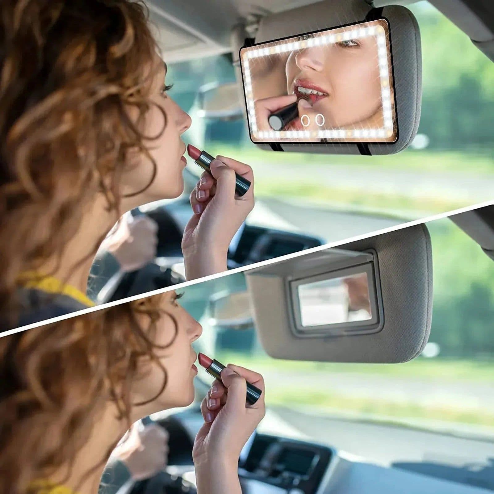 image-Car LED Vanity Mirror Sun Visor with Three-Tone Light Protection