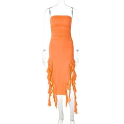 image-Women's Sleeveless Midi Dress - Irregular Tube Top Summer
