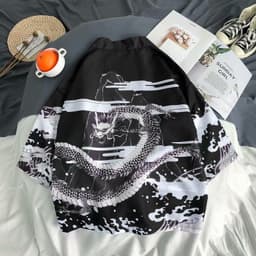 image-A generation of Japanese ukiyo-e Taoist robe sea wave carp kimono male and female couple three-quarter sleeve shirt wholesale