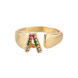 image-Retro Zirconia 26 Letter Adjustable Ring - Personalized Fashion Design