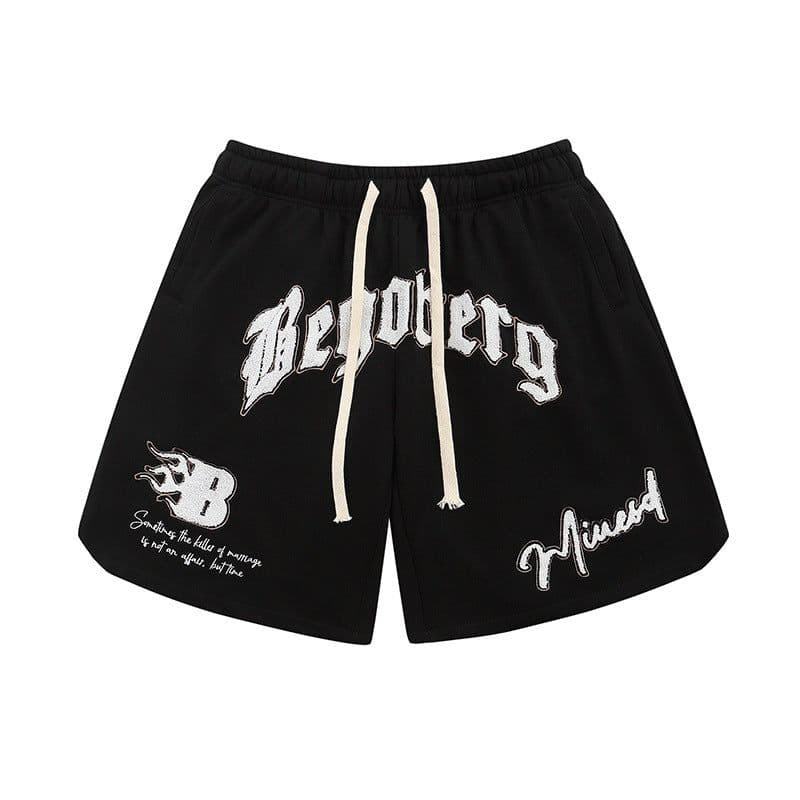 image-Men's American style high street letters towel embroidered shorts men and women ins tide brand street hip-hop couples loose wide legs