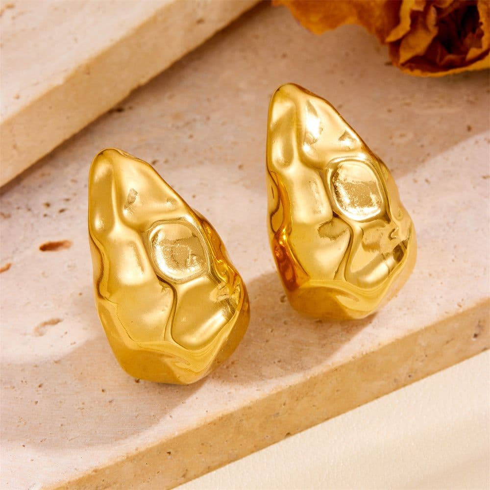 image-Water Drop Earrings - 18K Gold Plated Titanium Steel