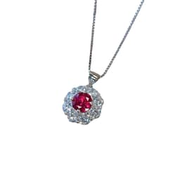 image-Zhuang Shengsheng jewelry S925 silver retro imitation ruby Dan-shaped ring earrings pendant three-piece set main stone 7mm
