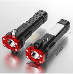 image-Car Safety Hammer - LED Flashlight Multi-Tool Silver