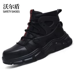 image-Woerdun Men's Safety Work Shoes High-Top Black Steel Toe