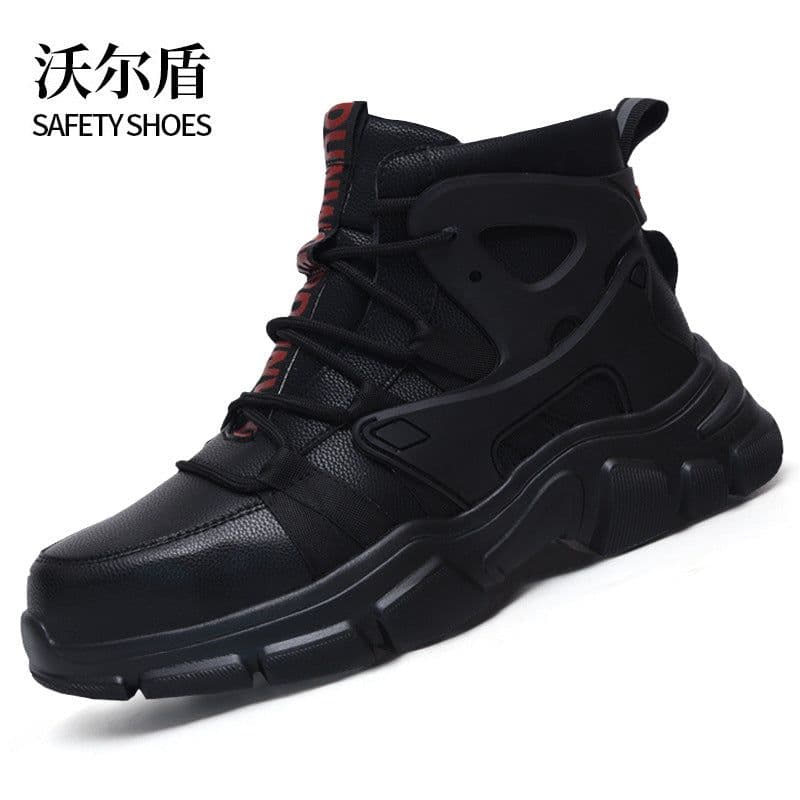 image-Woerdun Men's Safety Work Shoes High-Top Black Steel Toe