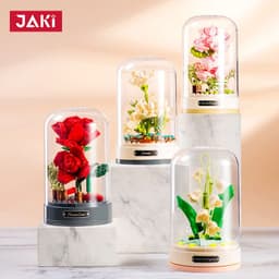 image-Jiaqi Music Box Building Blocks Rose 200-400pcs Toy Ornaments JK2675