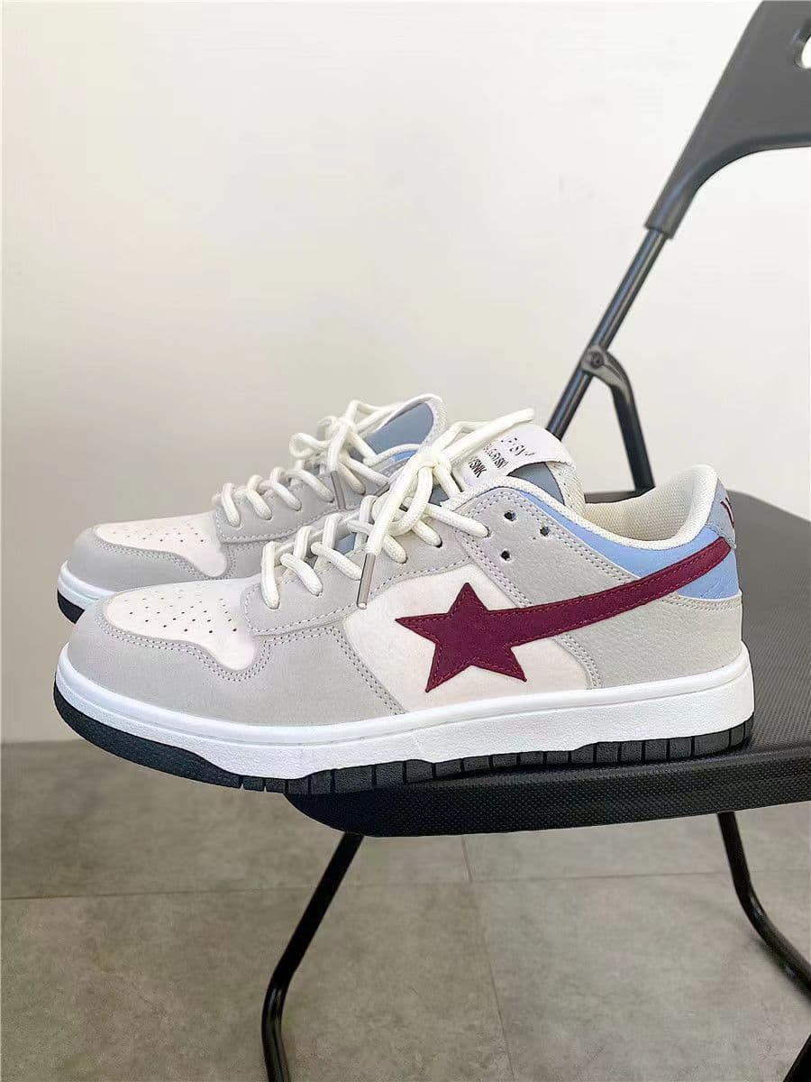 image-Dai Lulang Sneakers - Black/White Star Chic Sports Shoes, Unisex, Low Top, 44, TPR Sole