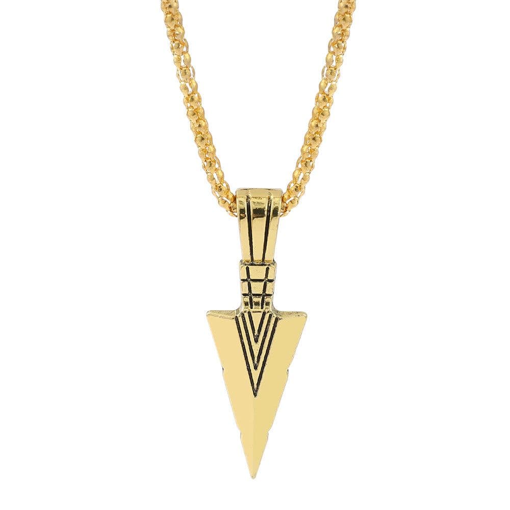 image-Cross-border European and American personality triangle spearhead men's necklace retro arrow necklace pendant jewelry accessories