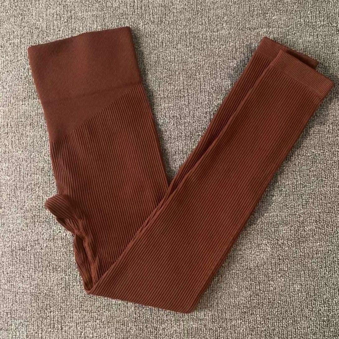 image-2021 Yoga Suit - Brown Four-Piece Set, Short Sleeve, Leggings, Size S