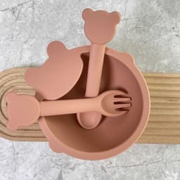 image-Baby Silicone Bowl Set - Fork & Spoon for 12+ Months