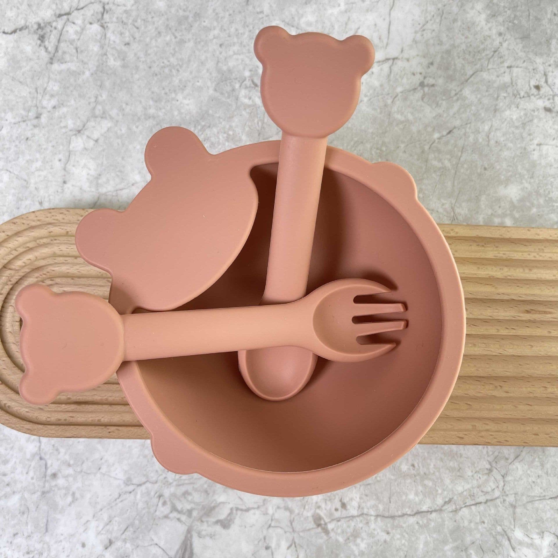image-Baby Silicone Bowl Set - Fork & Spoon for 12+ Months