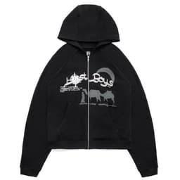 image-Women Skull Wings Hooded Zipper Sweater Velvet Thickened Cardigan Korean Version