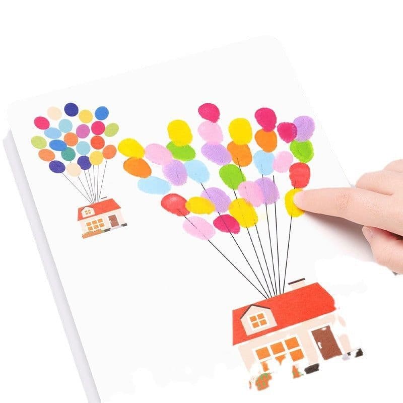 image-Children's finger print angel painting card kindergarten palm dot painting toys ink painting tools pigment non-toxic