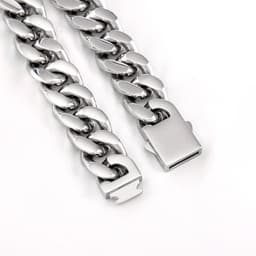 image-Cross-border supply European and American punk heavy motorcycle style men's domineering 14mm polished titanium steel Cuban chain bracelet spot