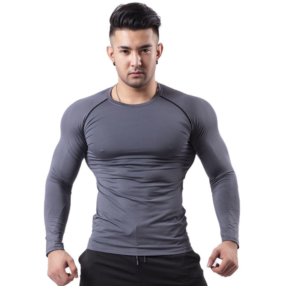 image-Si Ge Tu Fitness Long Sleeve - Gray 3XL Quick Dry