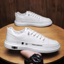 image-European Station Mens White Low Top Sneakers Casual Shoes
