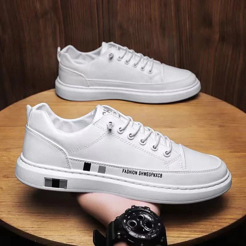 image-European Station Mens White Low Top Sneakers Casual Shoes