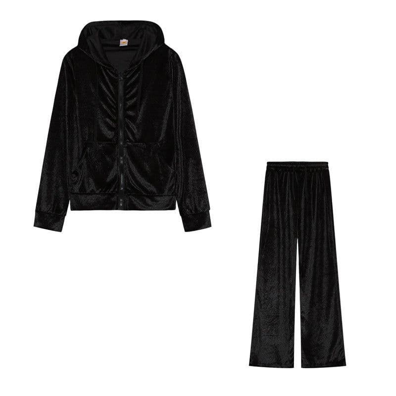 image-Women's 2-Piece Velvet Suit Set - Blue 3D Pattern XXL