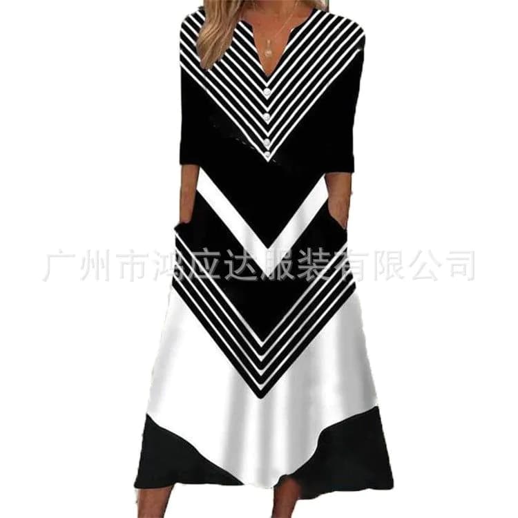 image-Women's Cross-Border Short-Sleeved Pullover Dress Multi-Size Multi-Color Printing