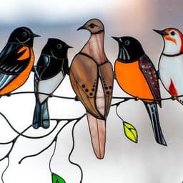image-dripping oil seven bird pendant new multi-bird pendant painted window decoration alloy group bird bird pendant pendant