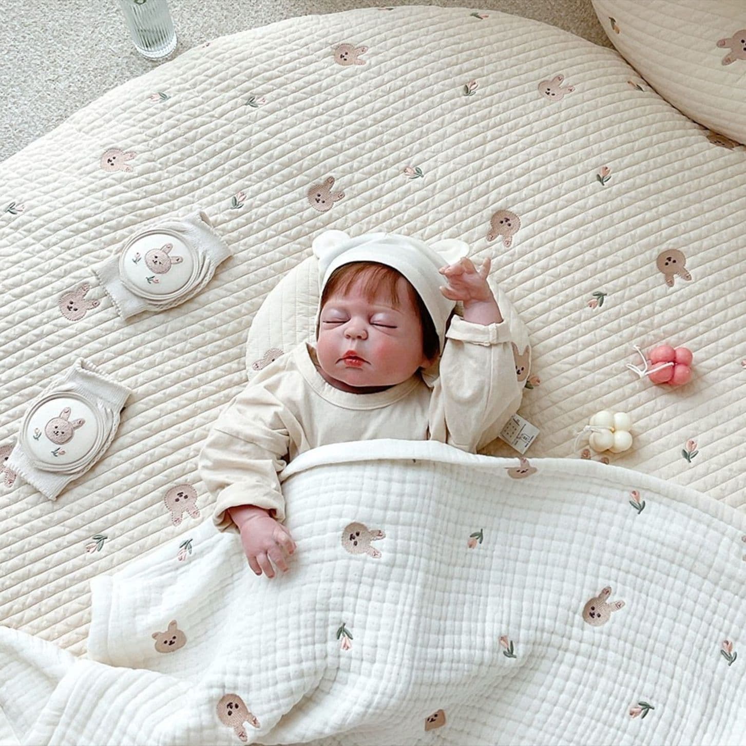 image-INS new baby round crawling mat game mat removable and washable floor mat exquisitely embroidered baby tent carpet