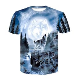image-Wolf 3D Print T-Shirt - Black Short Sleeve