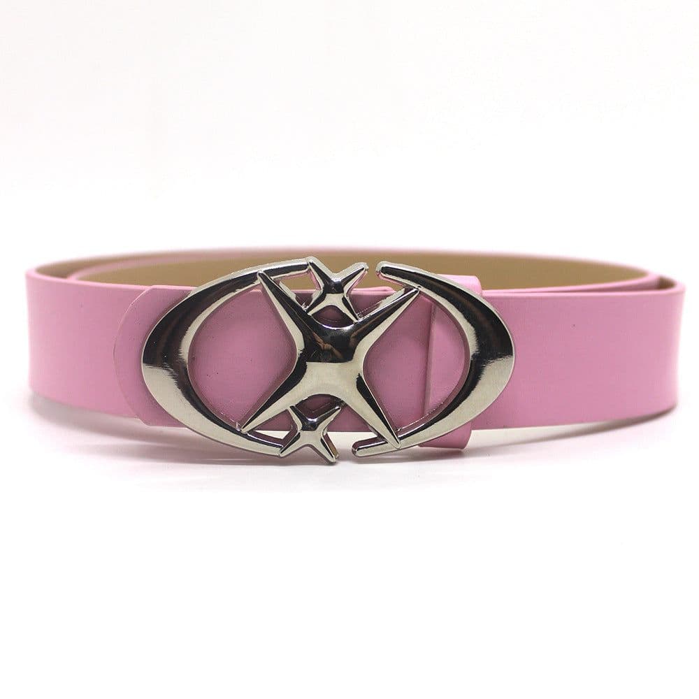 image-Alloy Belt - Double Moon Cross Star Buckle