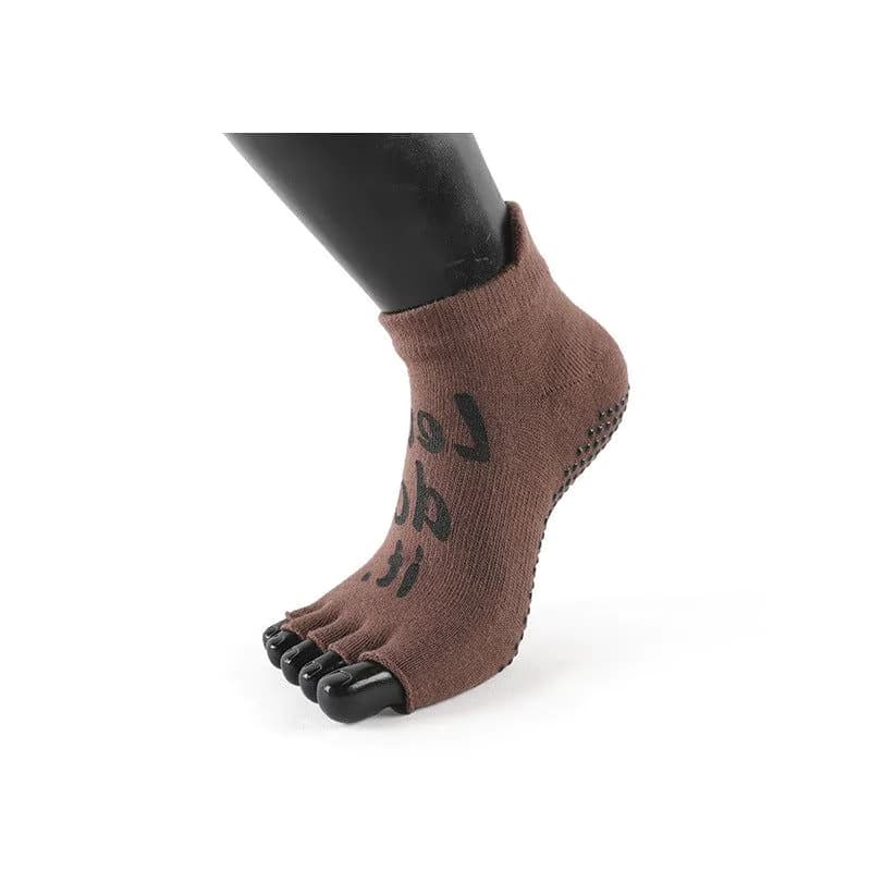 image-MEIKAN Yoga Socks Anti-slip Brown 35-38